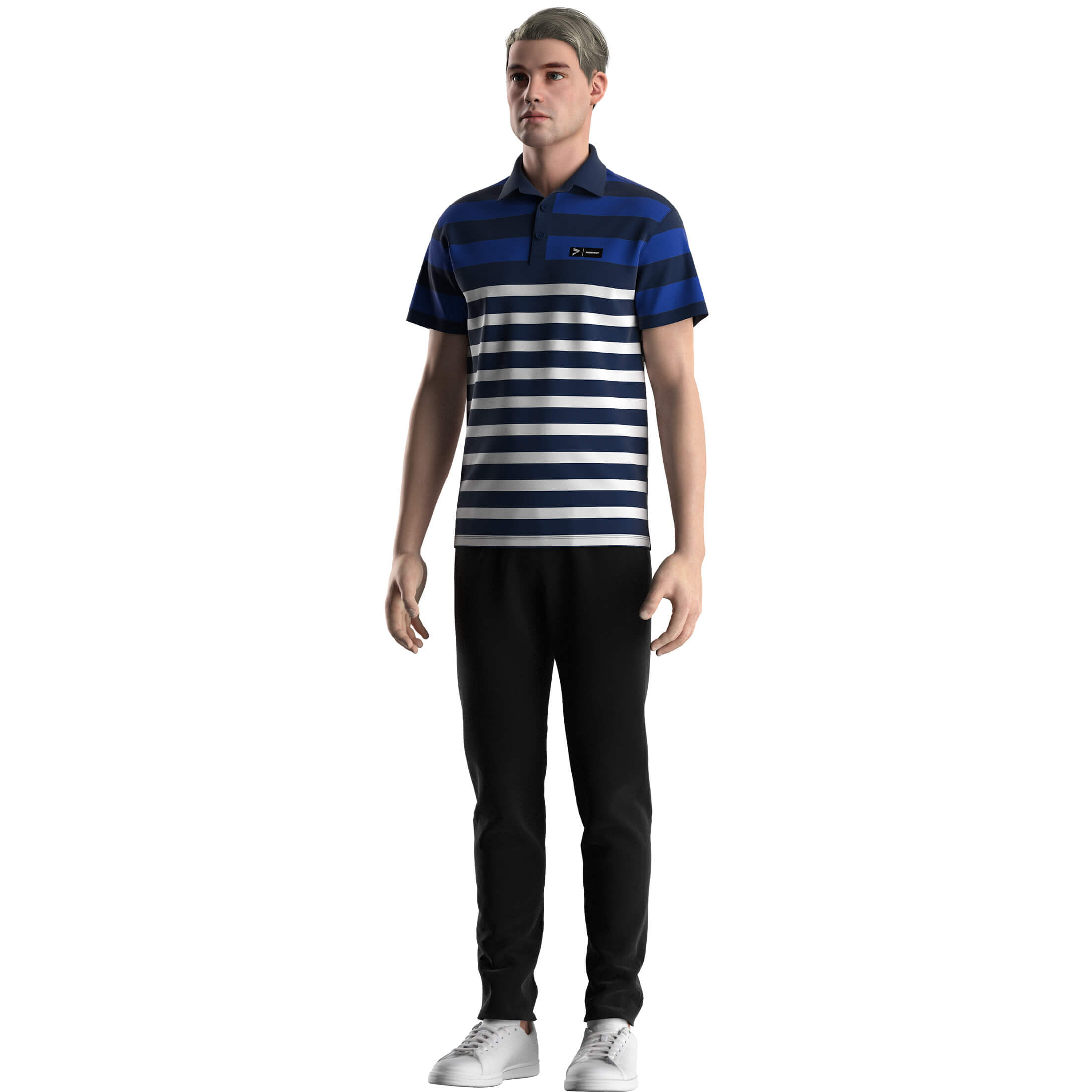 
                Colorblock Golf Polo Stripe Men Fitted Short Sleeve Button Down Shirt
