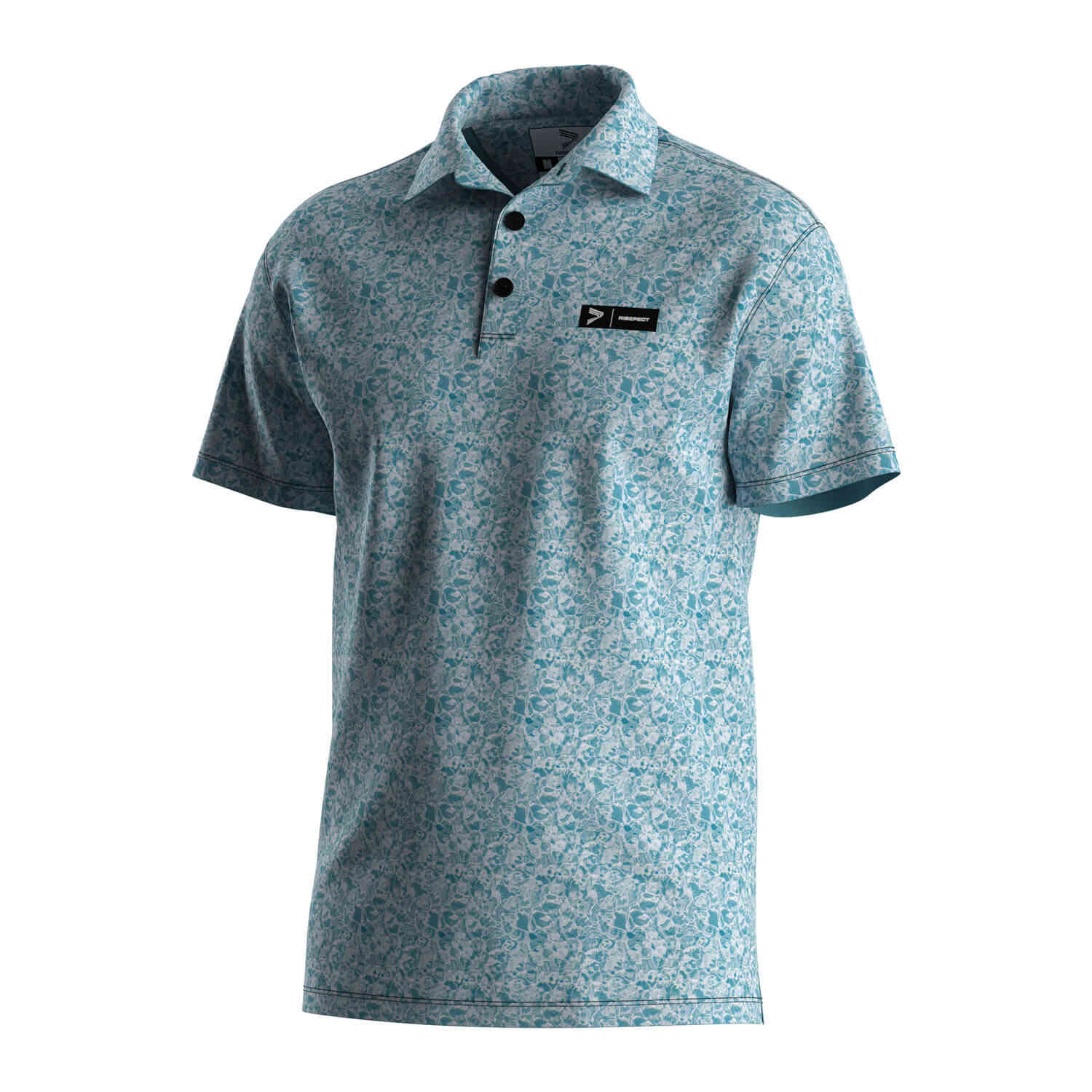 
                Custom Blue Print Mens Short Sleeve Button Down Golf Polo Camo Shirts