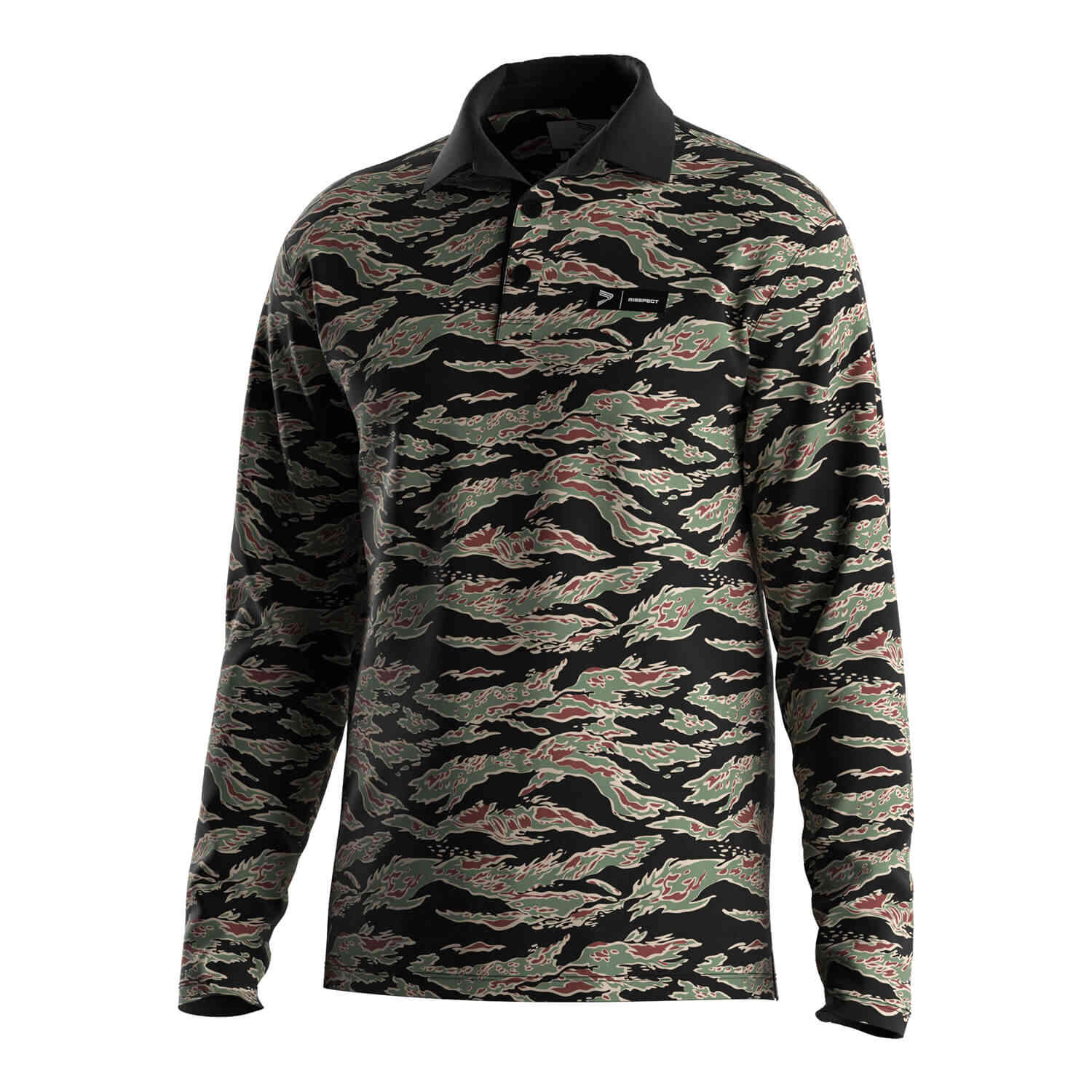 
                Custom Golf Long Sleeve Button Polo Army Camo Shirts Manufacturer