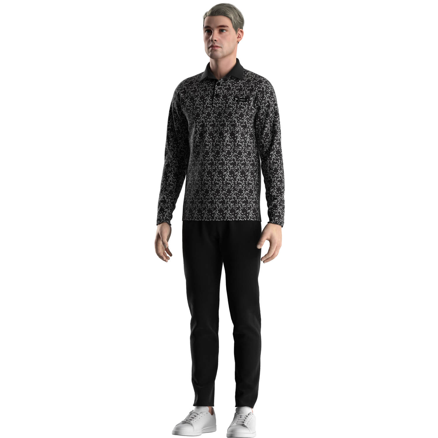
                Golf Shirt Long Sleeve Mens Button Densely Grain Polo Tee Wholesale