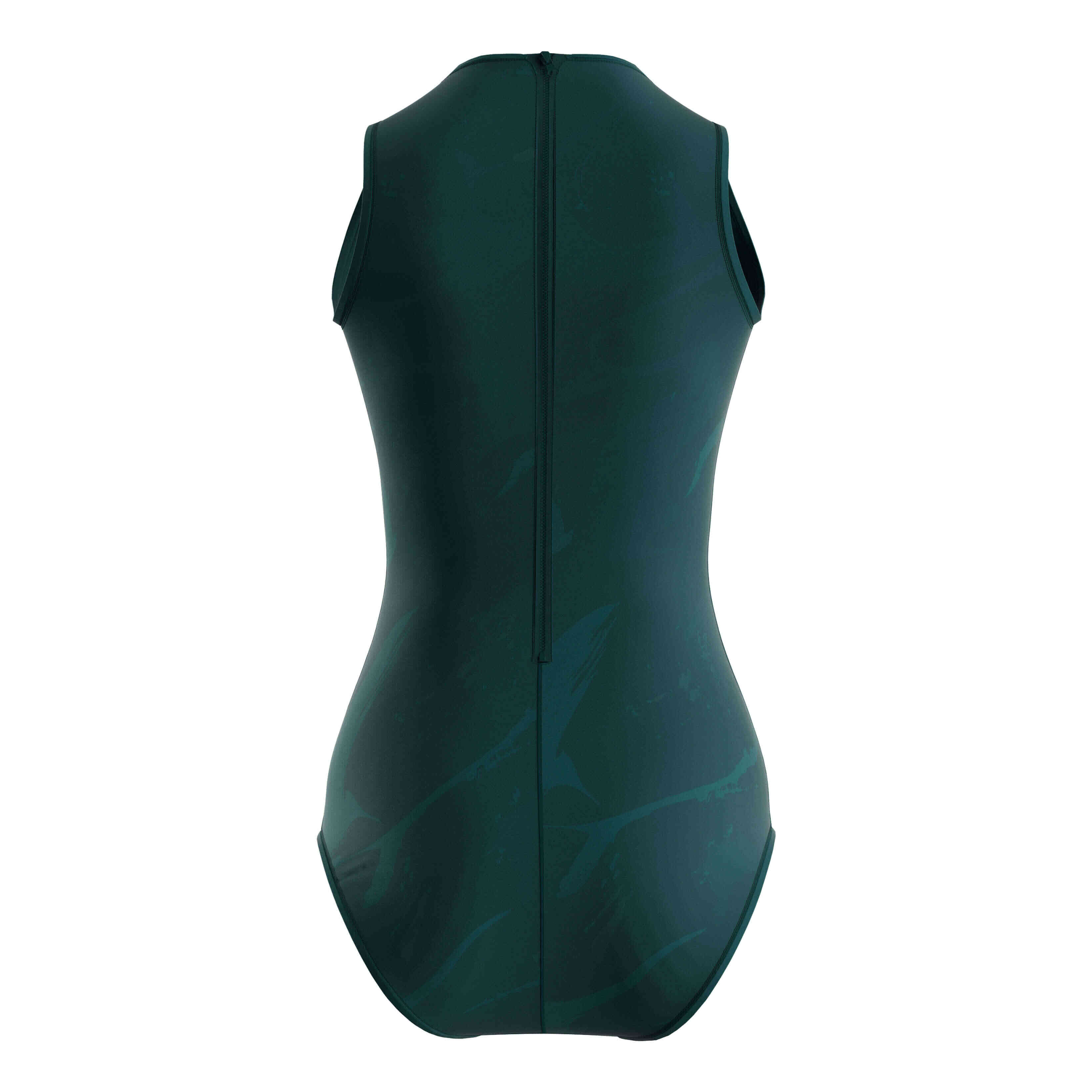 
                Custom Print One Piece Dark Green Swimsuit Modest Sexy Bathing Suits