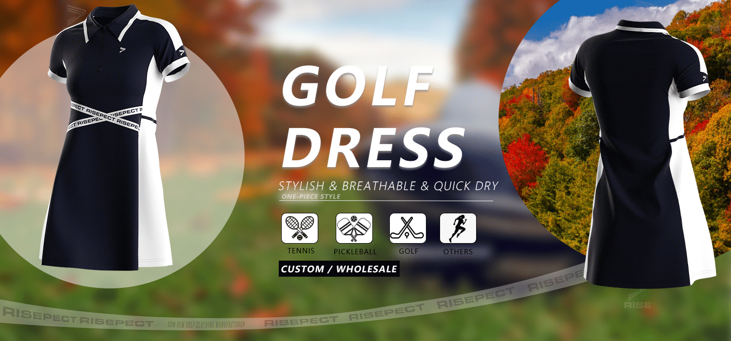 One-piece style golf dress for women - stylish & breathable and quick dry, suitable for tennis, pickleball, golf, and others. Can do ODM/OEM. Custom or Wholesale.