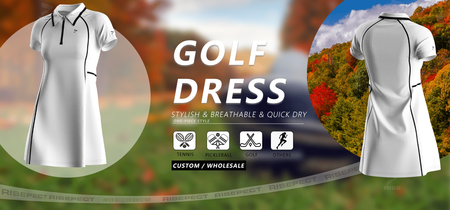 One-piece style golf dress for women - stylish & breathable and quick dry, suitable for tennis, pickleball, golf, and others. Can do ODM/OEM. Custom or Wholesale.