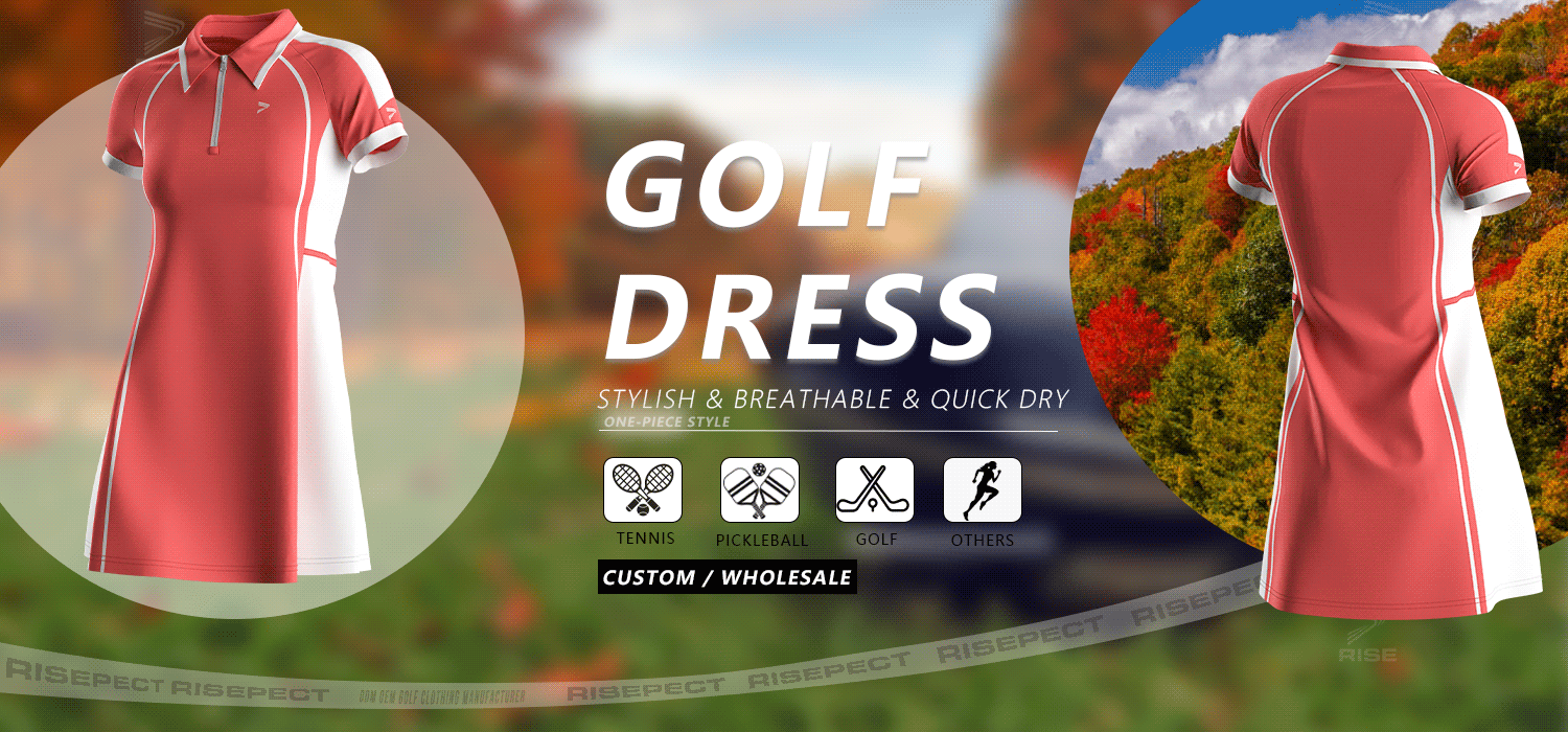 One-piece style golf dress for women - stylish & breathable and quick dry, suitable for tennis, pickleball, golf, and others. Can do ODM/OEM. Custom or Wholesale.