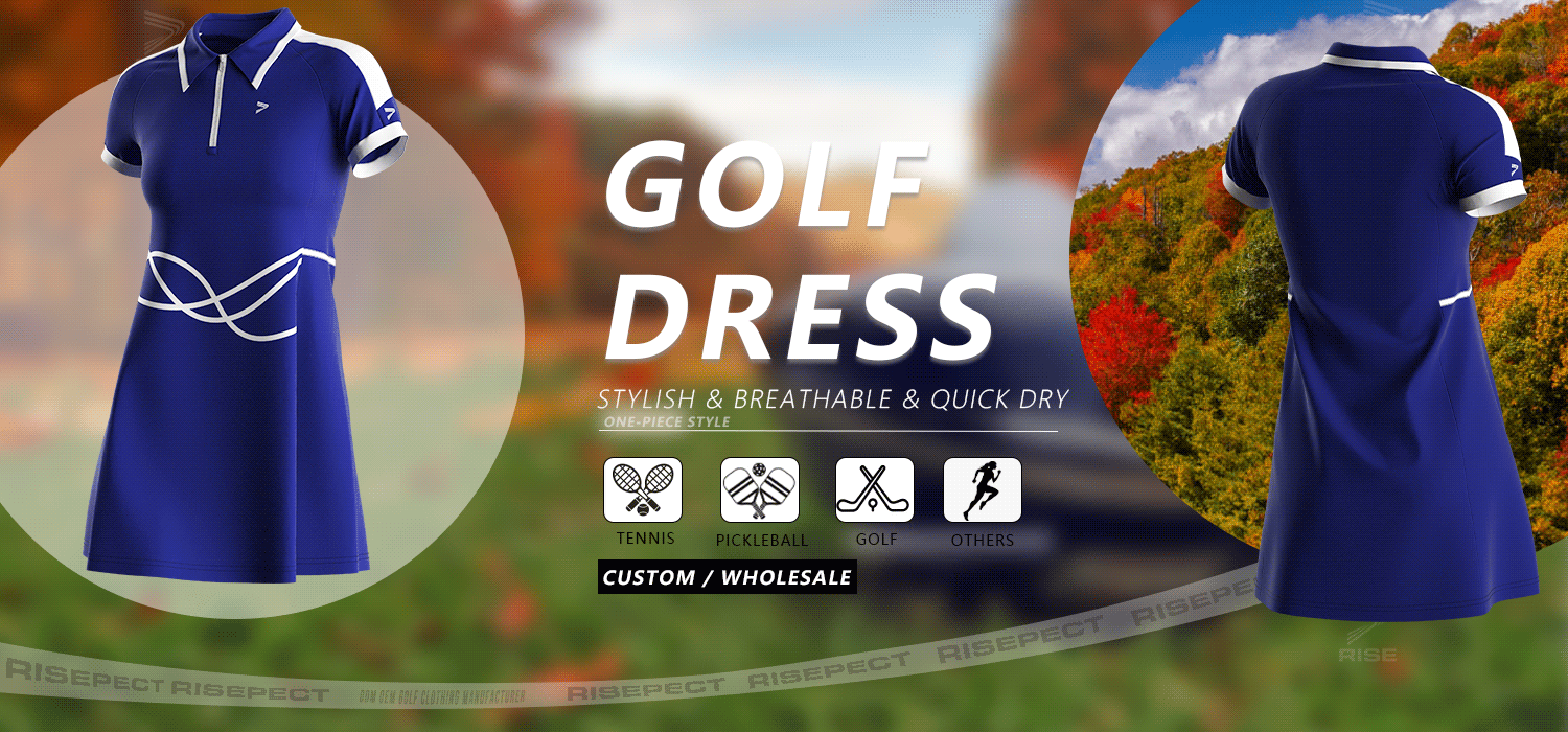 One-piece style golf dress for women - stylish & breathable and quick dry, suitable for tennis, pickleball, golf, and others. Can do ODM/OEM. Custom or Wholesale.