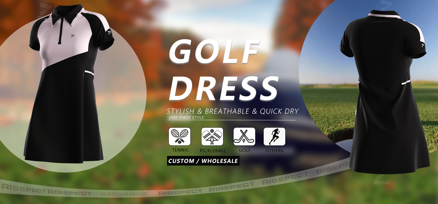 One-piece style golf dress for women - stylish & breathable and quick dry, suitable for tennis, pickleball, golf, and others. Can do ODM/OEM. Custom or Wholesale.