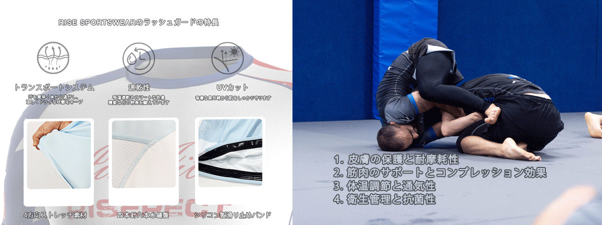 Rise Sportswearのラッシュガードの特長と格闘技におけるラッシュガードの役割