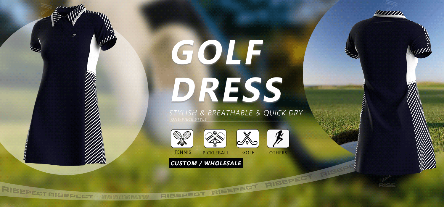 One-piece style golf dress for women - stylish & breathable and quick dry, suitable for tennis, pickleball, golf, and others. Can do ODM/OEM. Custom or Wholesale.