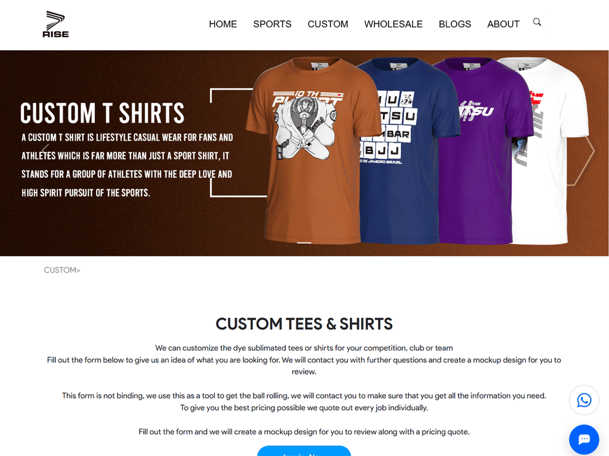 Custom sublimation tees and shirts page