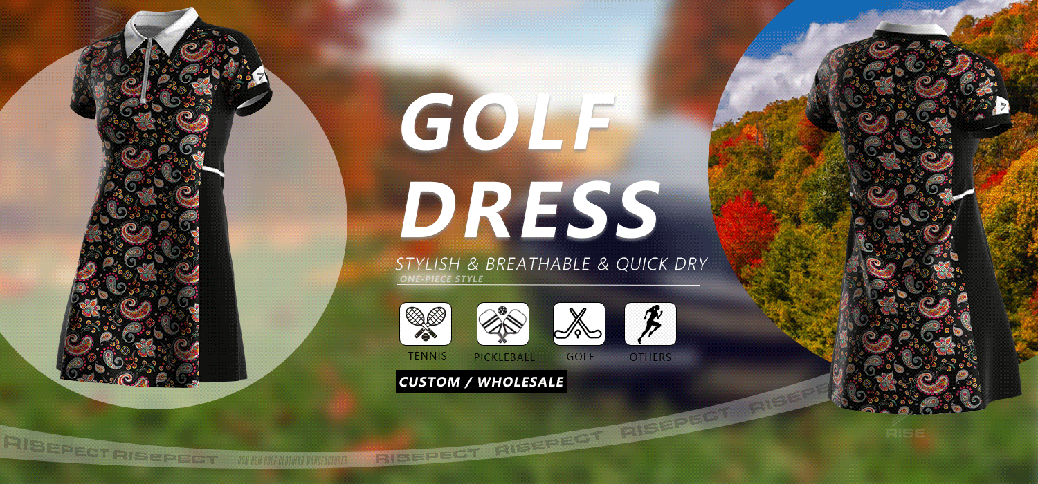 One-piece style golf dress for women - stylish & breathable and quick dry, suitable for tennis, pickleball, golf, and others. Can do ODM/OEM. Custom or Wholesale.