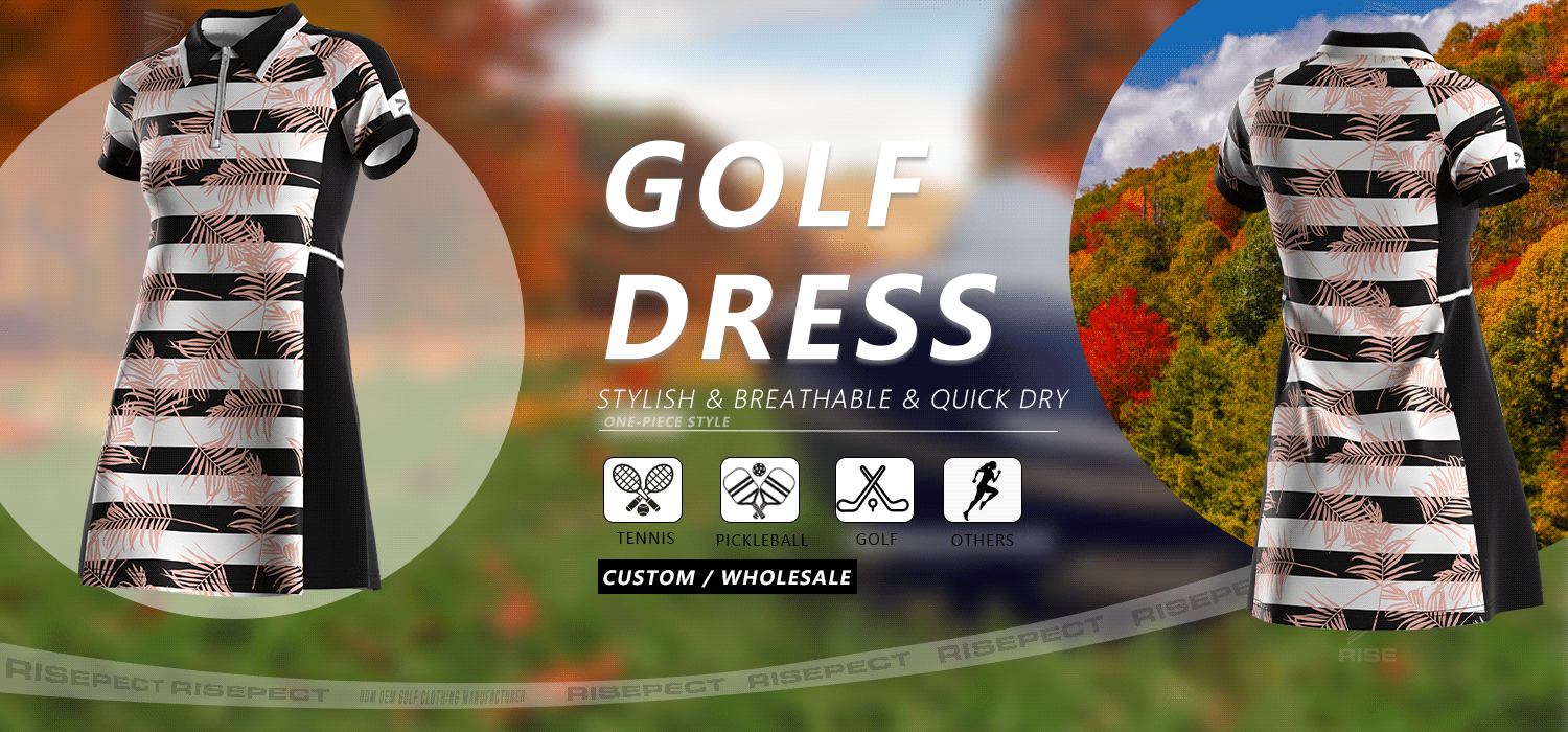 One-piece style golf dress for women - stylish & breathable and quick dry, suitable for tennis, pickleball, golf, and others. Can do ODM/OEM. Custom or Wholesale.