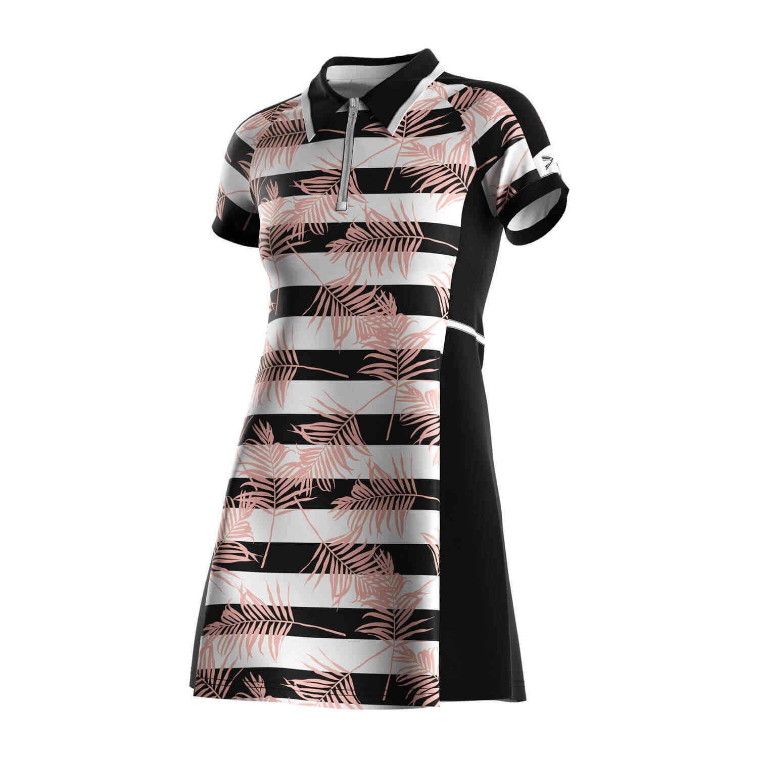 
                Designer Striped SS 1/4 Zip Golf Polo Dress for Brand Buyers Startups