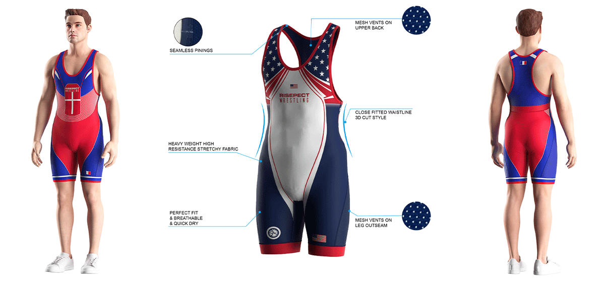 Visualization feature of France Devil Jesus Red-blue Wrestling Singlet