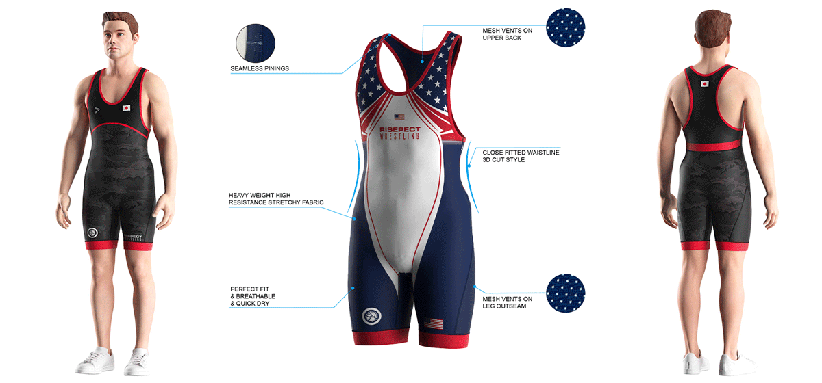 Visualization feature of Japan black wave wrestling singlets