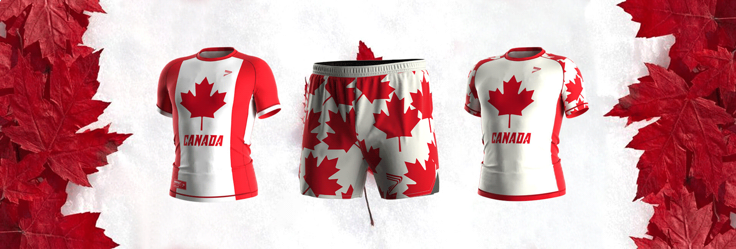 Canada Maple Leaf Jiu-jitsu MMA Rash Guard and Shorts Set