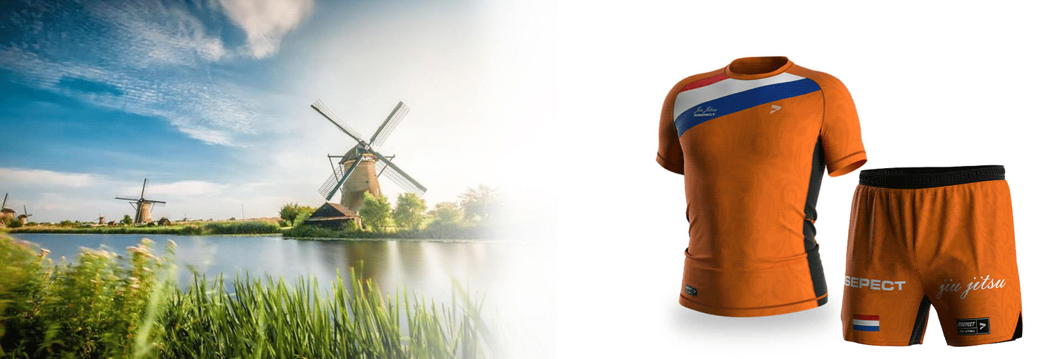 Netherlands Orange MMA Jiu-jitsu Rash Guard and Shorts Set