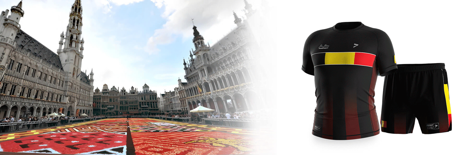 Belgium Brown Gradient BJJ MMA Rash Guard and Shorts Gear