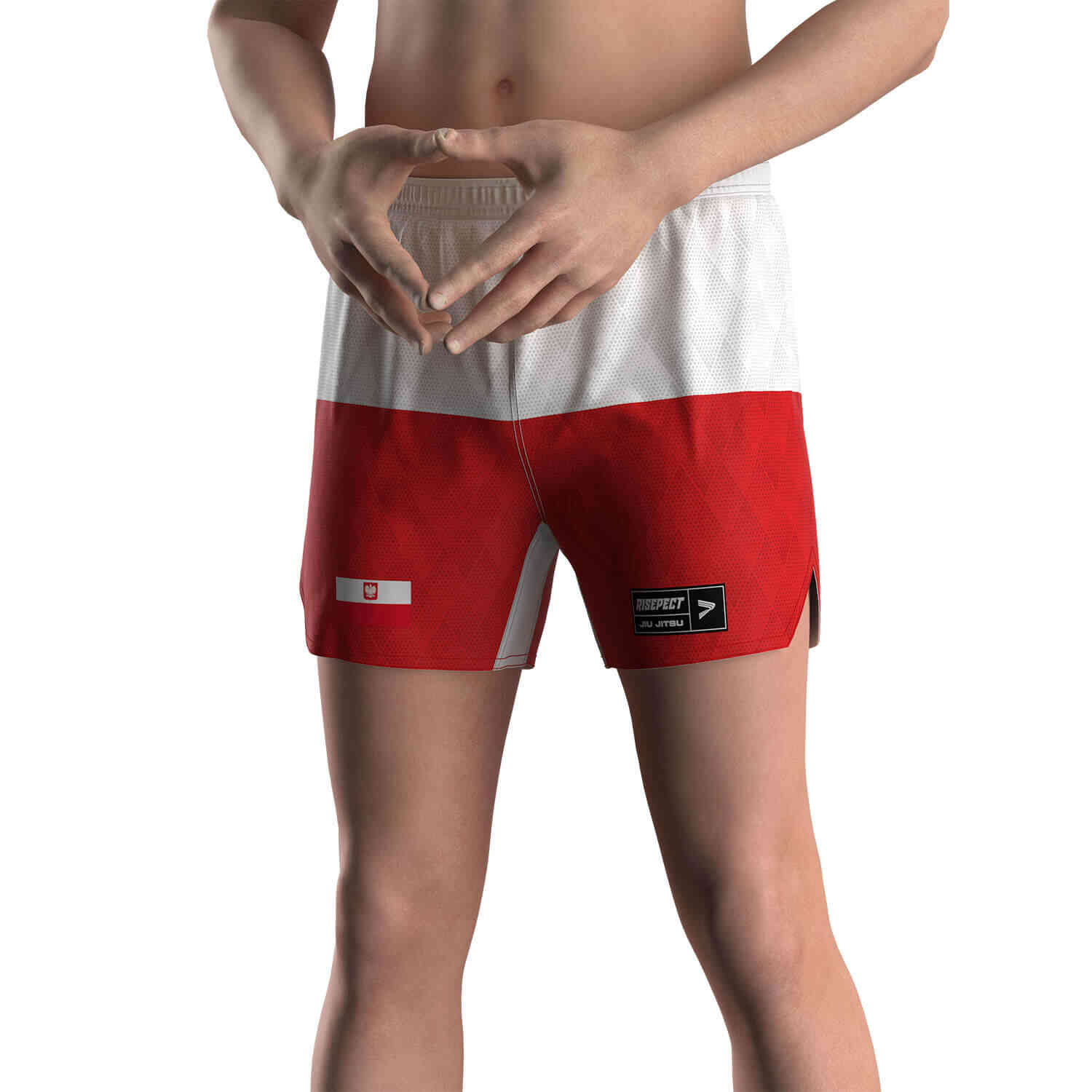 
                Poland BJJ MMA Shorts Red & White Factory Bulk Supplier