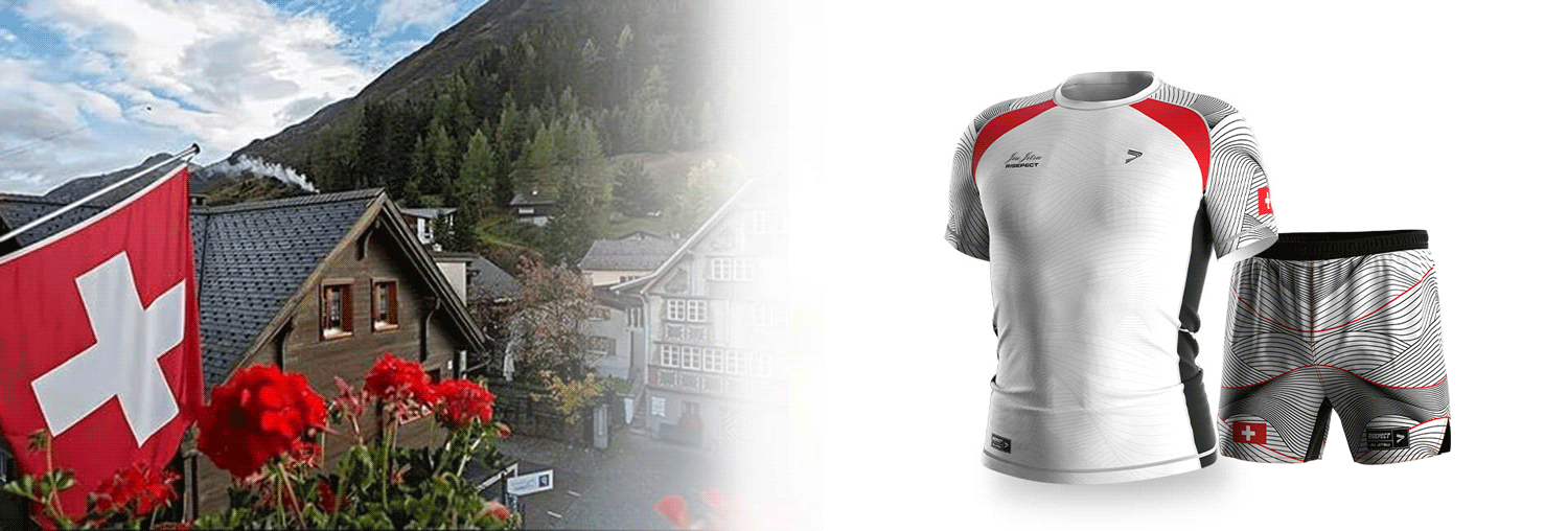 Switzerland BJJ Fight Rash Guard and Shorts Set