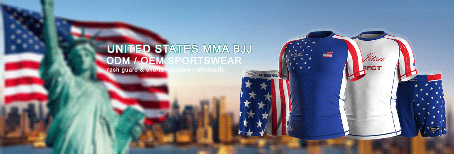 United States MMA BJJ rash guard and shorts - custom / wholesale, ODM / OEM Sportswear Manufacturer.