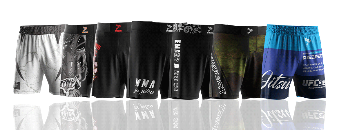 Function meets performance: MMA shorts in 2 cuts, MMA shorts in 7 prints - Made by Rise Sportswear