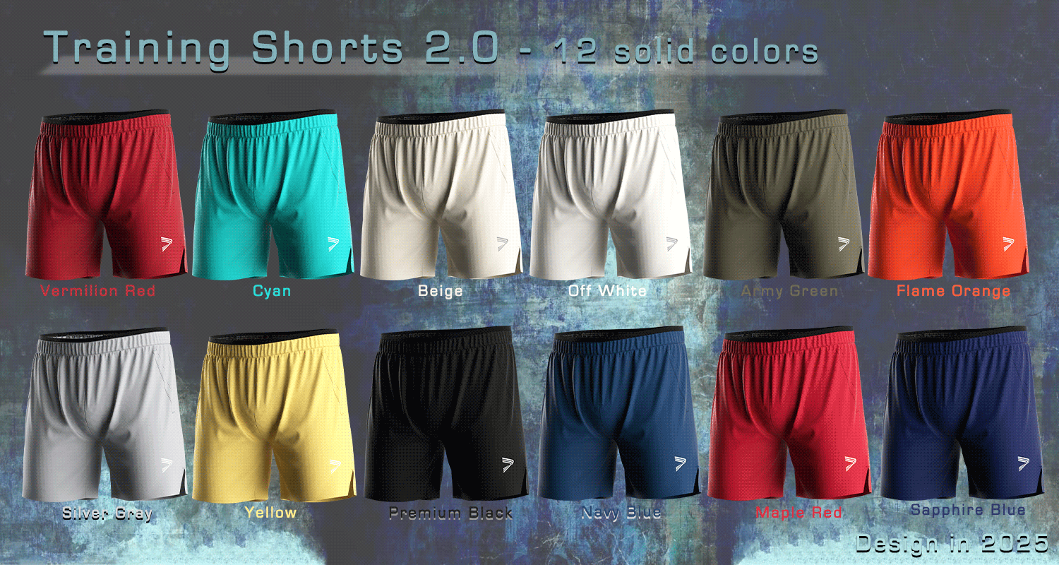 12 Solid Colors Training Shorts 2.0 Made By Rise Sportswear Design On June 18, 2025