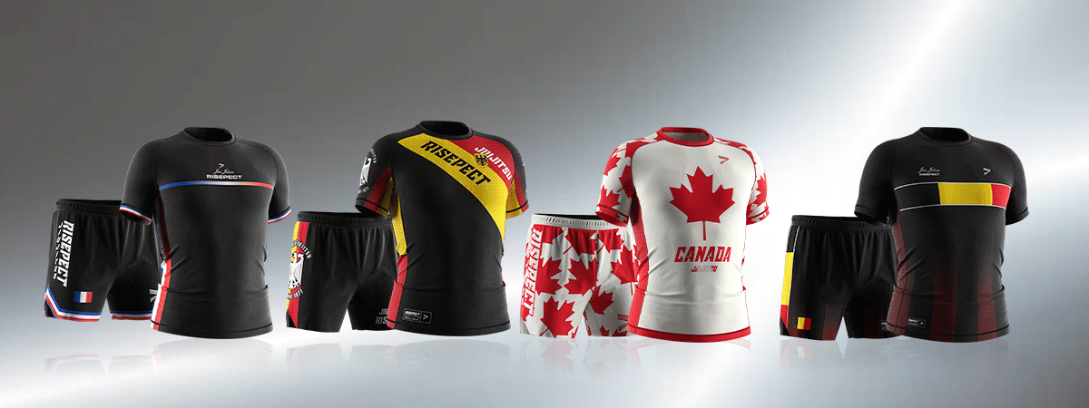 National rash guard and shorts set: French, Germany, Canada and Belgium