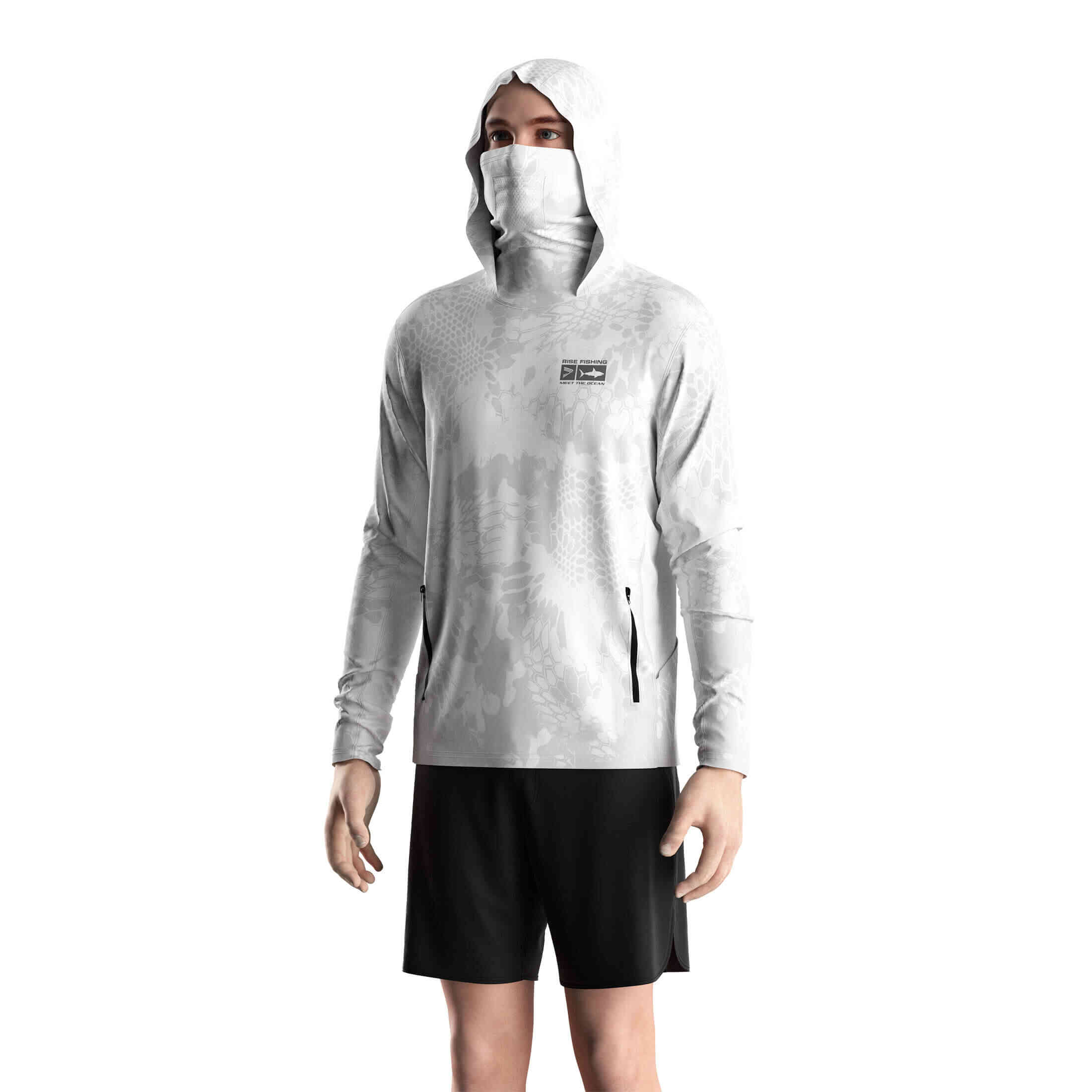
                Fish Scale Camo Mask Fishing Hood Shirts Men's Custom Factory Supply