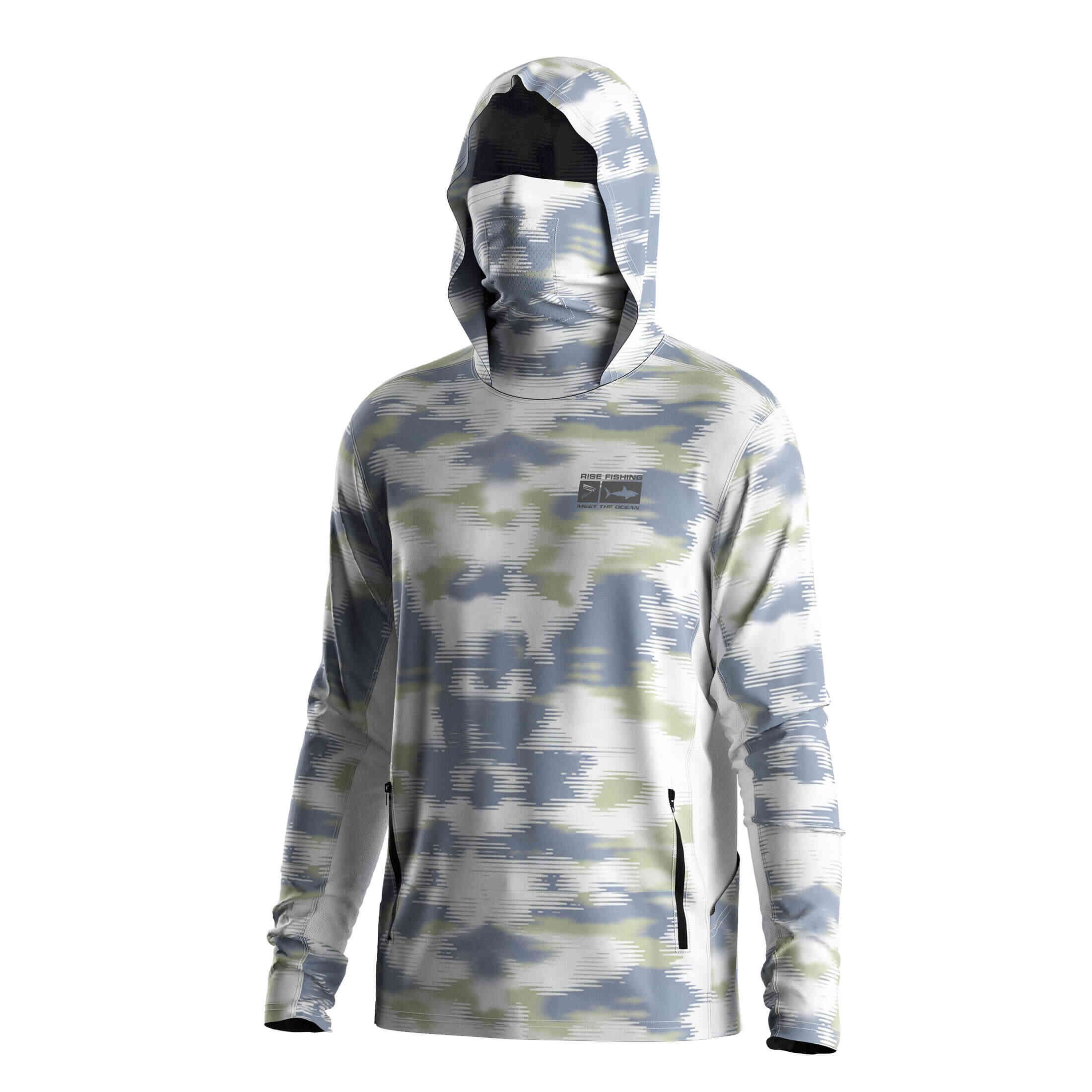 
                Sky Camo Hooded Fishing W/ Mask LS Men's UPF 50+ Shirt Supplier
