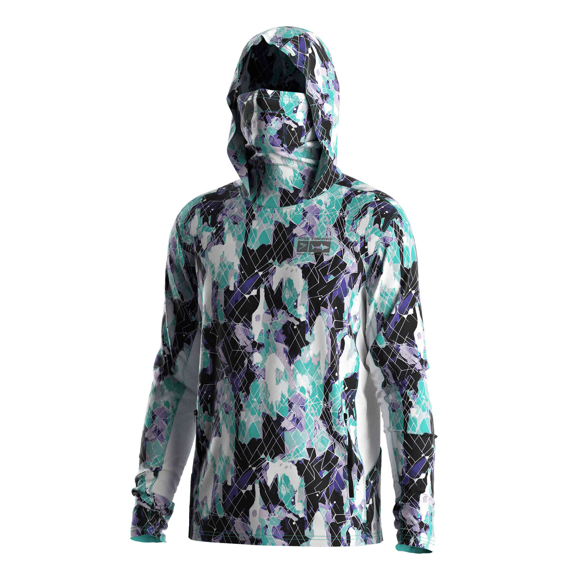 
                Men's Green Camo Hood Shirts Fishing Facemask Long Sleeve Factory ODM