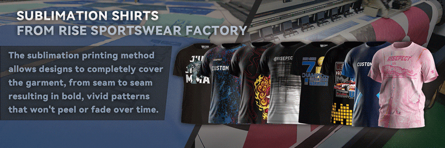 Sublimated shirts from RISE Sportswear with bold, all-over prints that never fade.