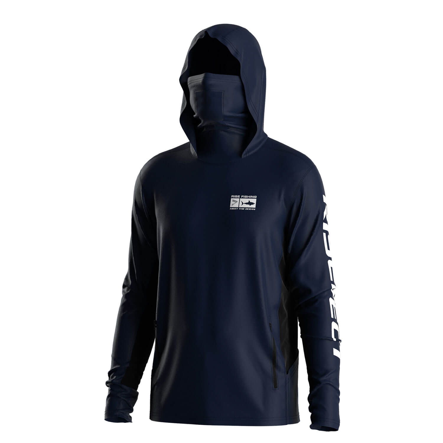 
                Royal Blue Performance Fishing Hoodie Men Custom Hunt Face Mask Shirt