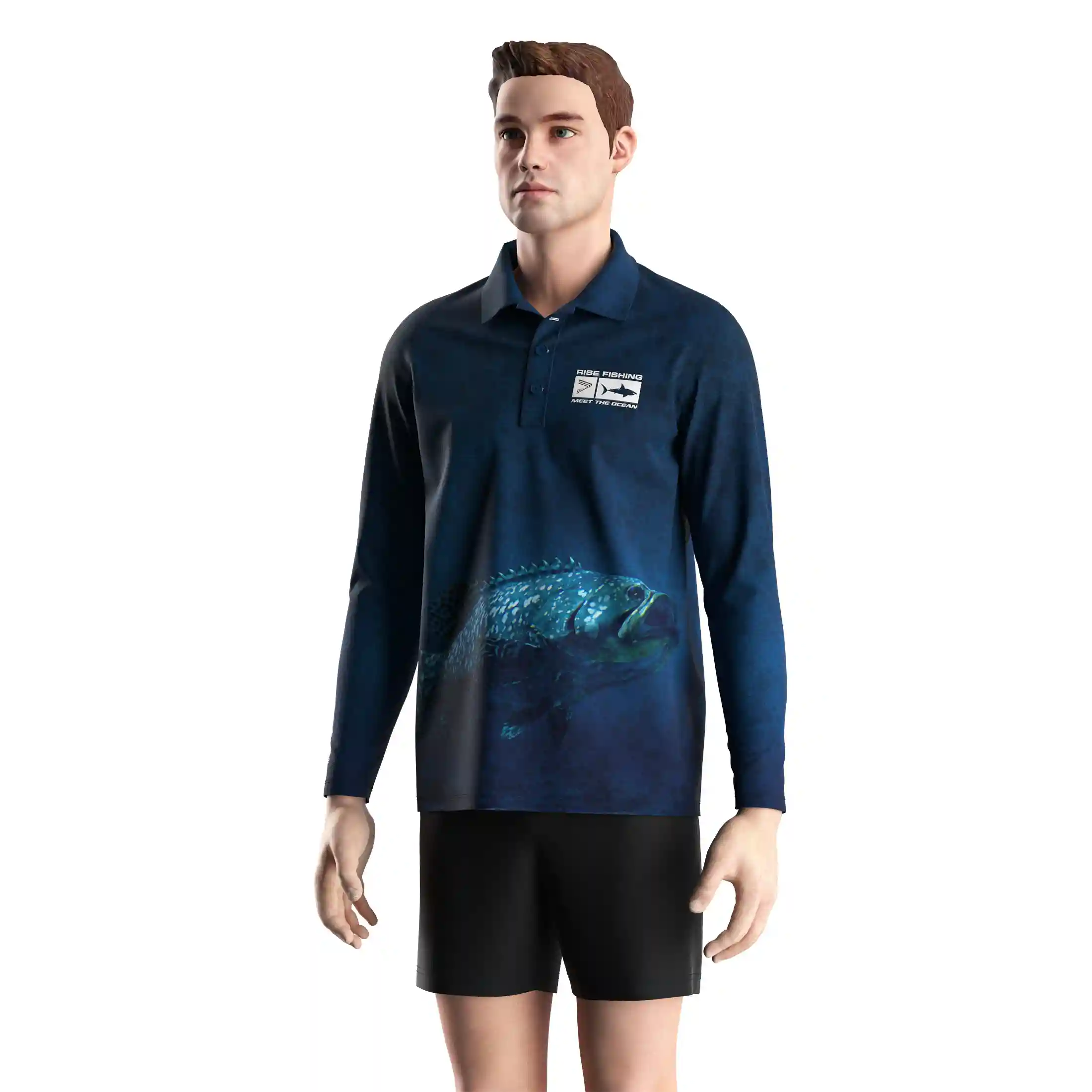 
                Deepwater Predator Fishing Polo Long Sleeve UPF 50+ Cooling Fabric
