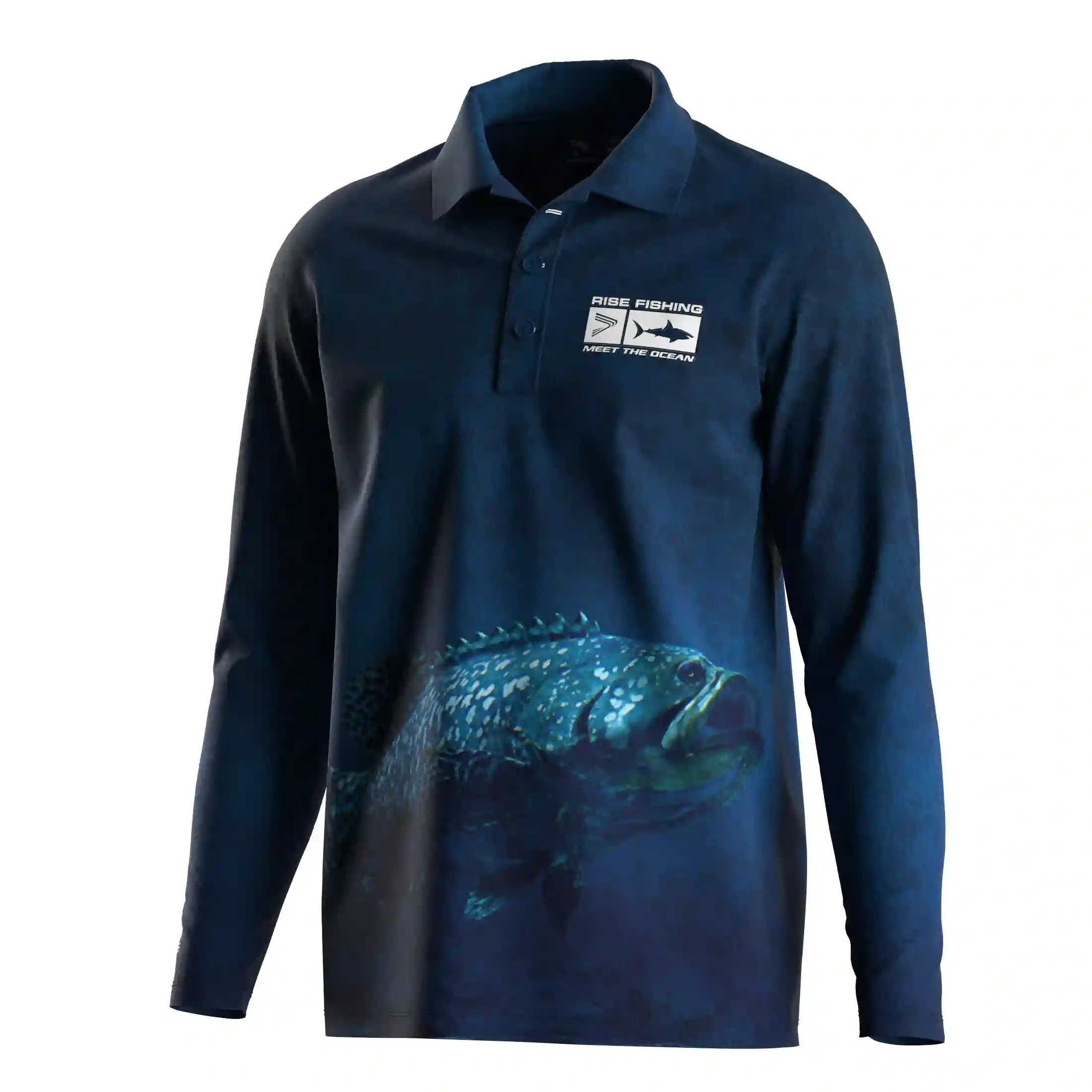 
                Deepwater Predator Fishing Polo Long Sleeve UPF 50+ Cooling Fabric