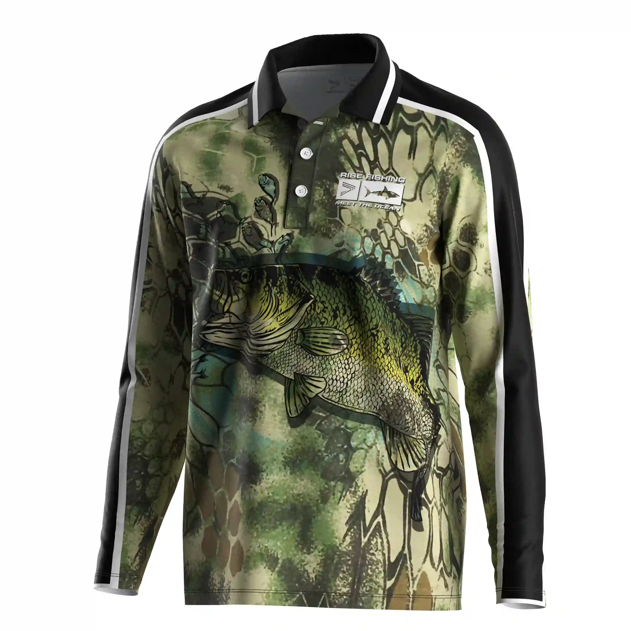 
                Forest Tone Fishing Polo Long Sleeve Ancient Moss Camouflage Look