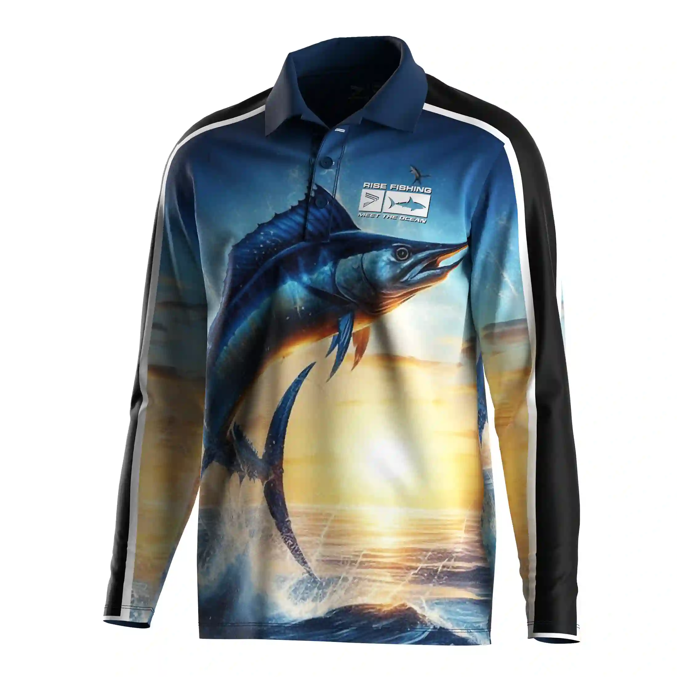 
                Swordfish Graphic Fishing Polo Long Sleeve Quick Dry Sun Protection