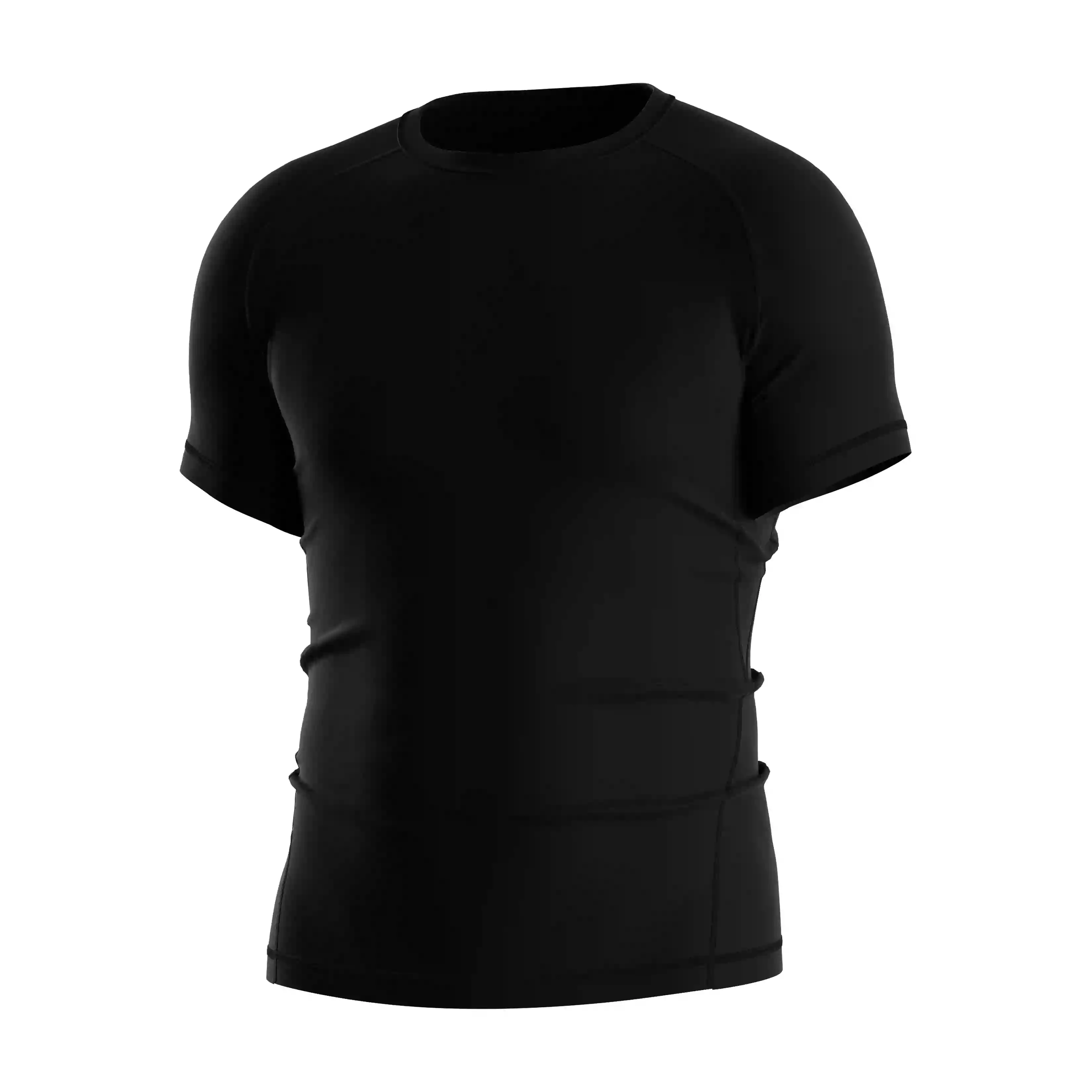 
                ODM Short Sleeve Black Gothic Rash Guard with Metallic Tribal Graphic