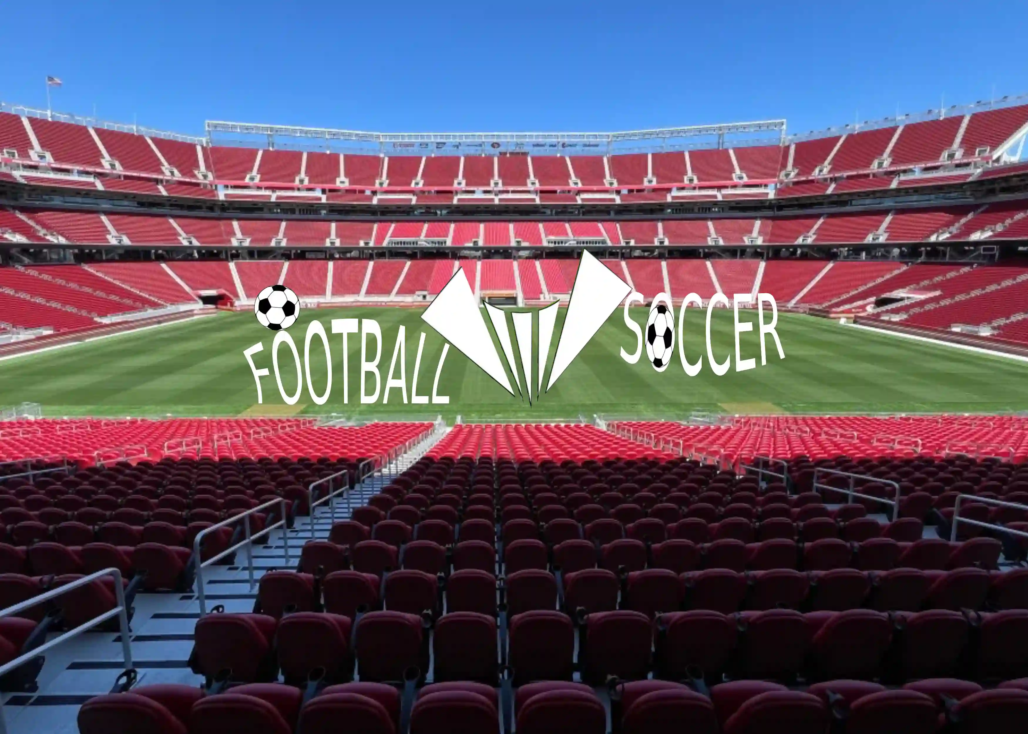 2026 FIFA World Cup venue with football vs soccer theme text