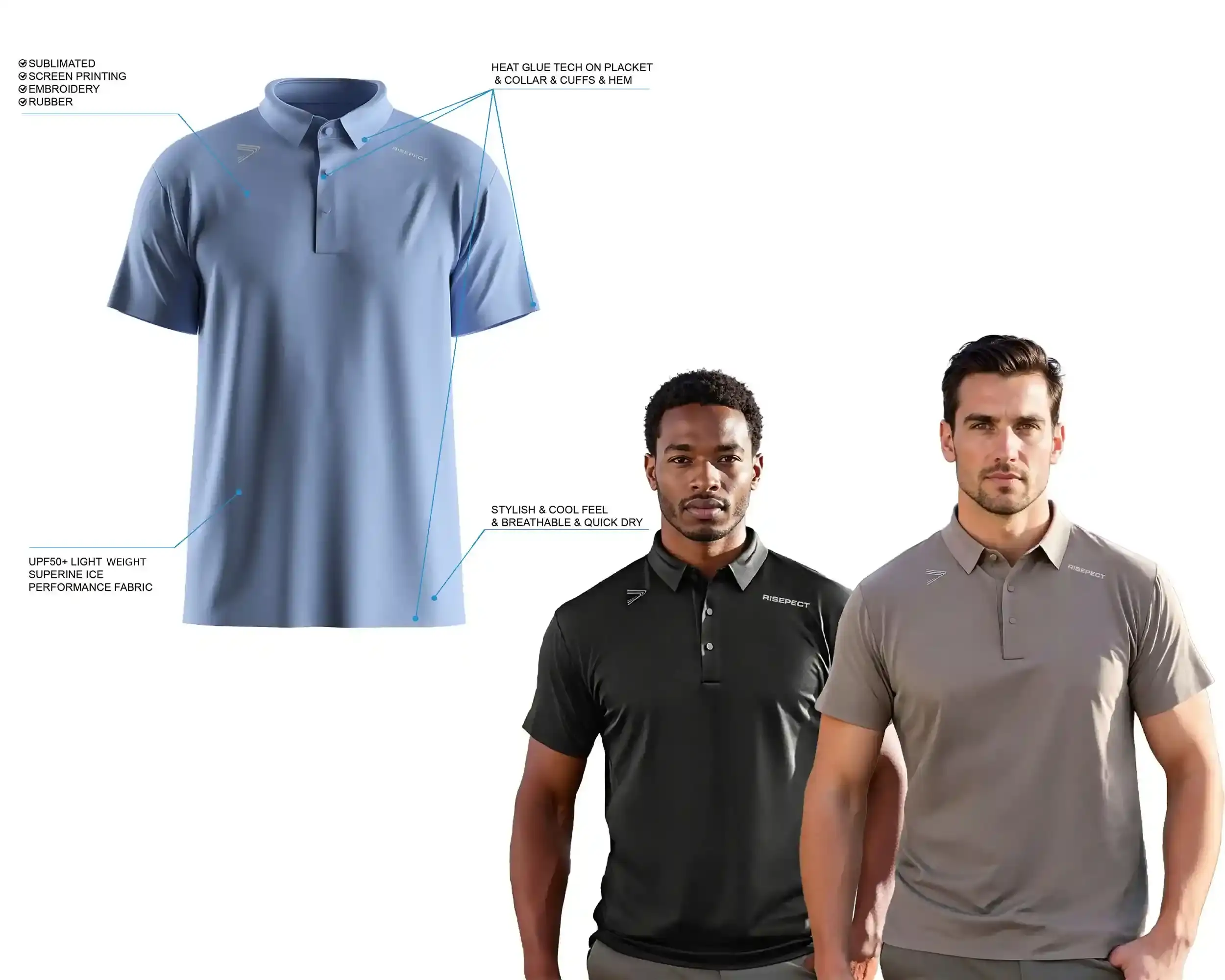 Luxury golf short sleeve set-in polo shirts 3.0 Details Feature