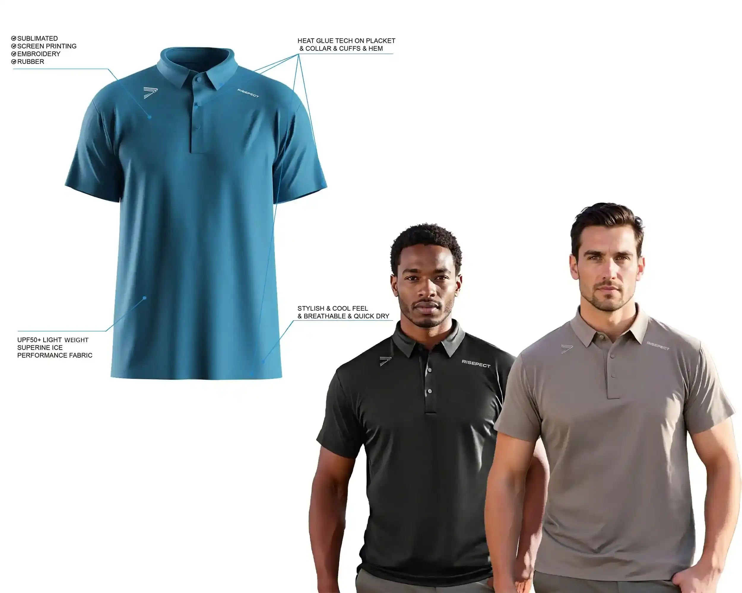 Luxury golf short sleeve set-in polo shirts 3.0 Details Feature