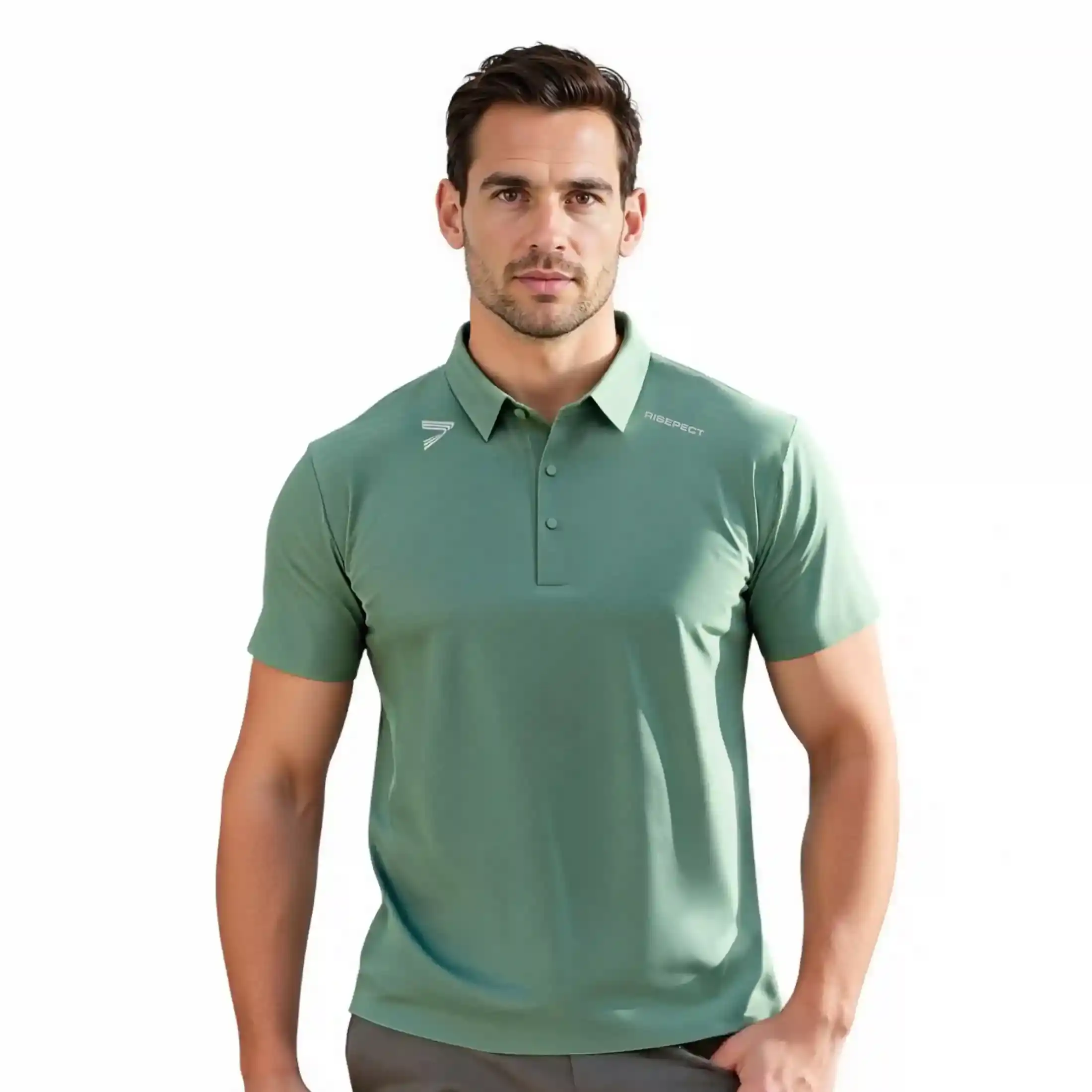 
                Olive Green Heat-bonded Golf Polo Shirt Short Sleeve B2B Custom Orders