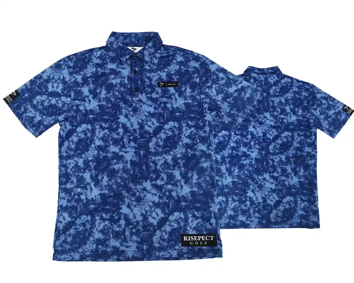 The front and back of golf button short sleeve Polo