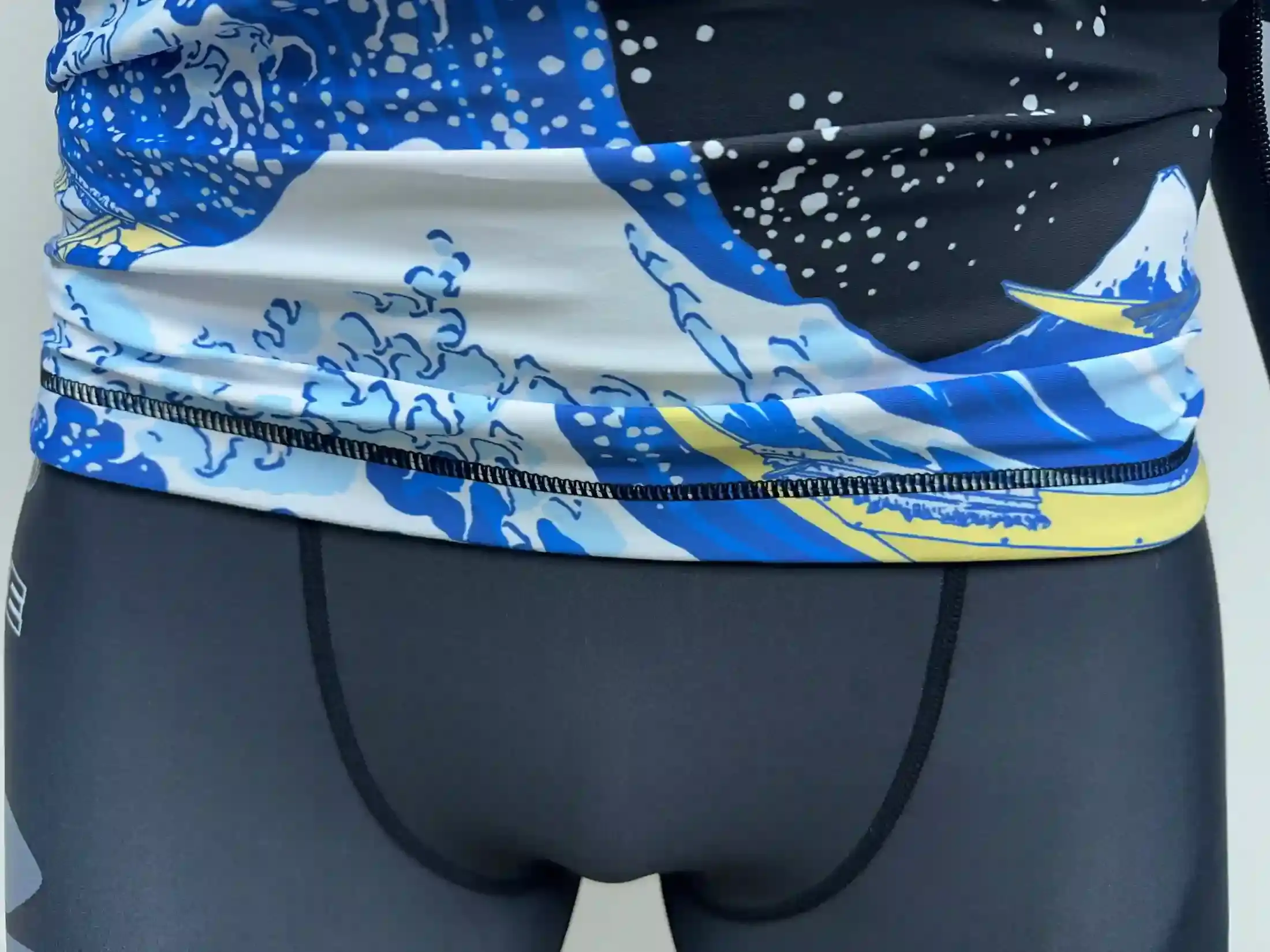Detail of double overlock seams at the hem