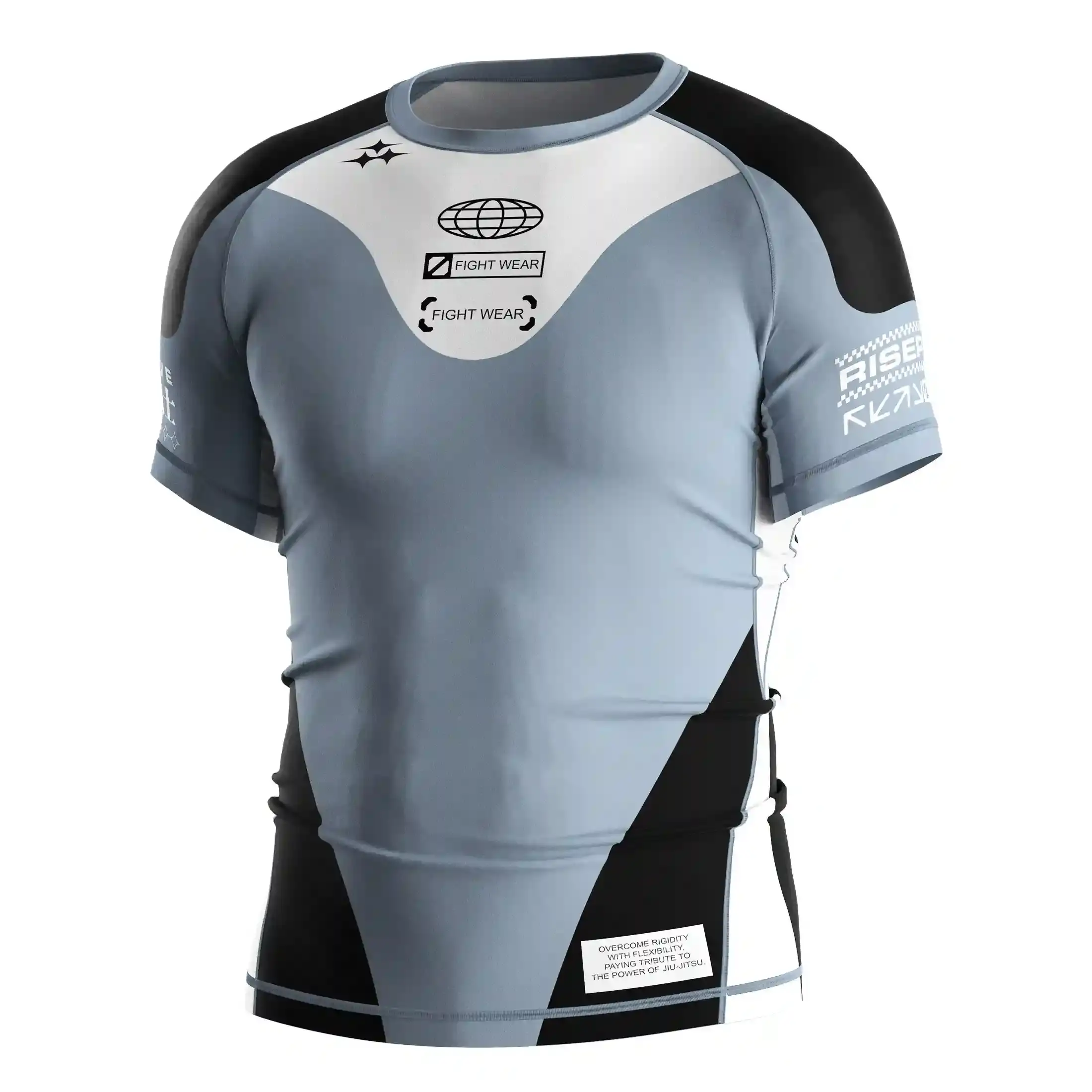 
                Mens Jiu Jitsu Rash Guards Short Sleeve Multi-Logo Custom