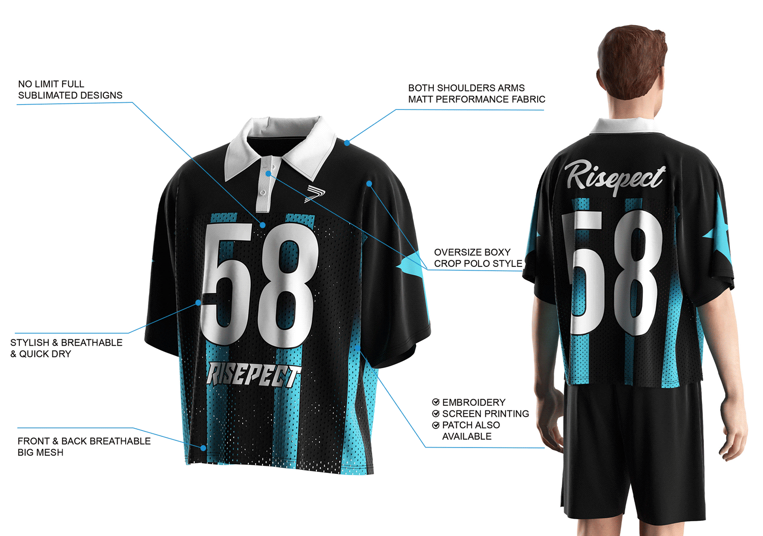Details Feature of black mesh vintage American football shirt