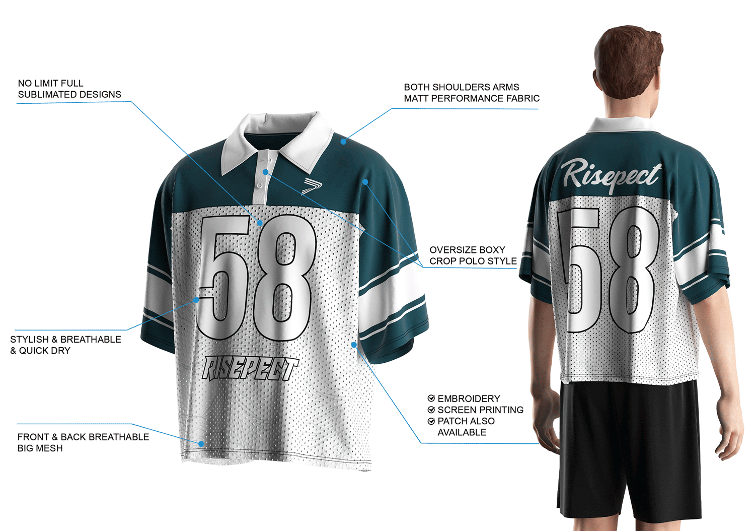 Detail Features of Wholesale Street Retro Polo Collar American Football Jersey Short Sleeve