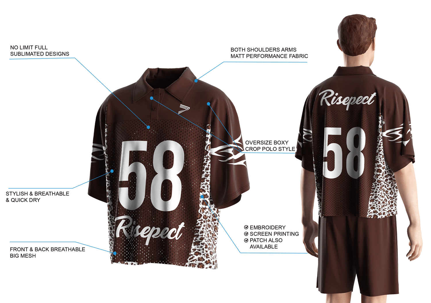 Details Feature of brown polo collar vintage American football tee shirts