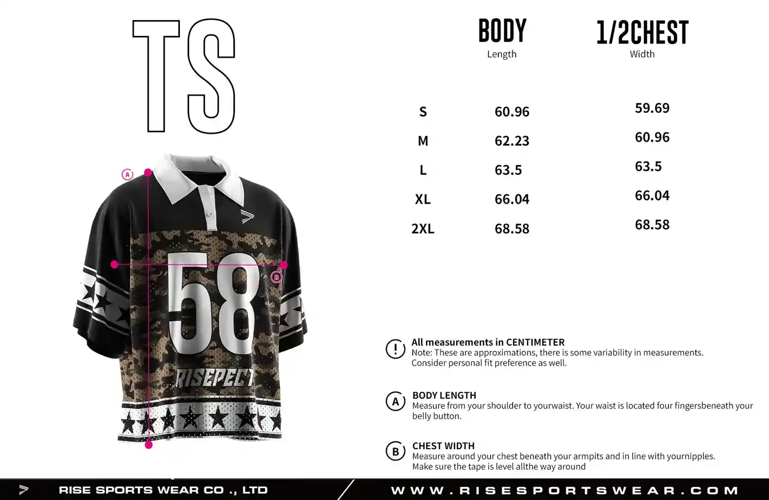 Men's Sizes Chart of Polo Collar Loose Fit Wholesale Street Retro American Football Jersey