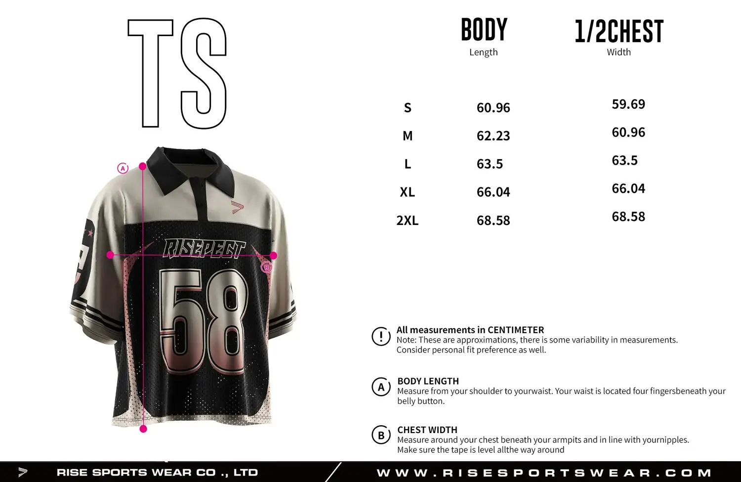 Men's Sizes Chart of Polo Collar Oversized USA Football Jersey Vintage