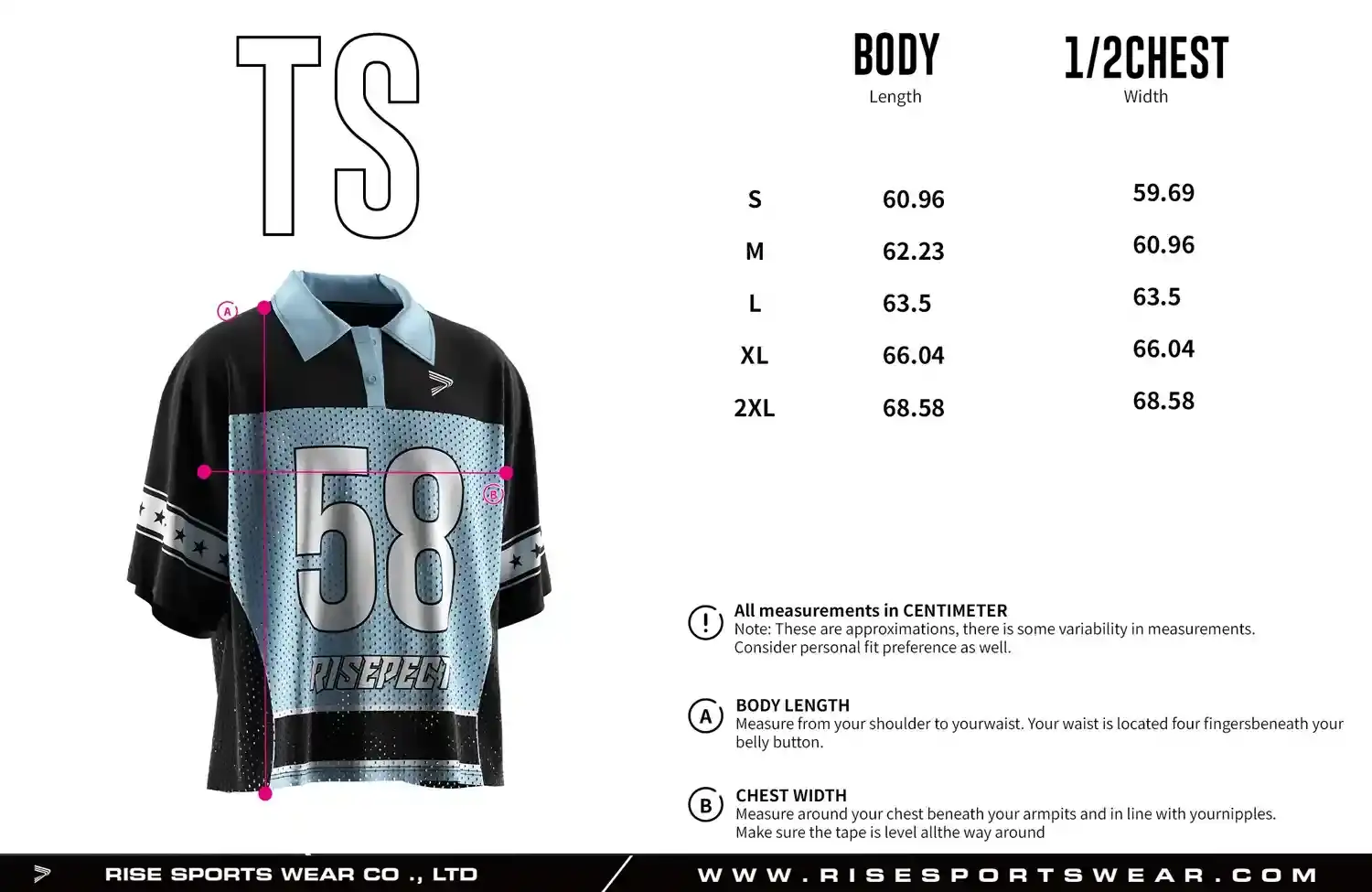 Men's Sizes Chart of Streetwear Polo Collar Custom American Football T-Shirt Short Sleeve